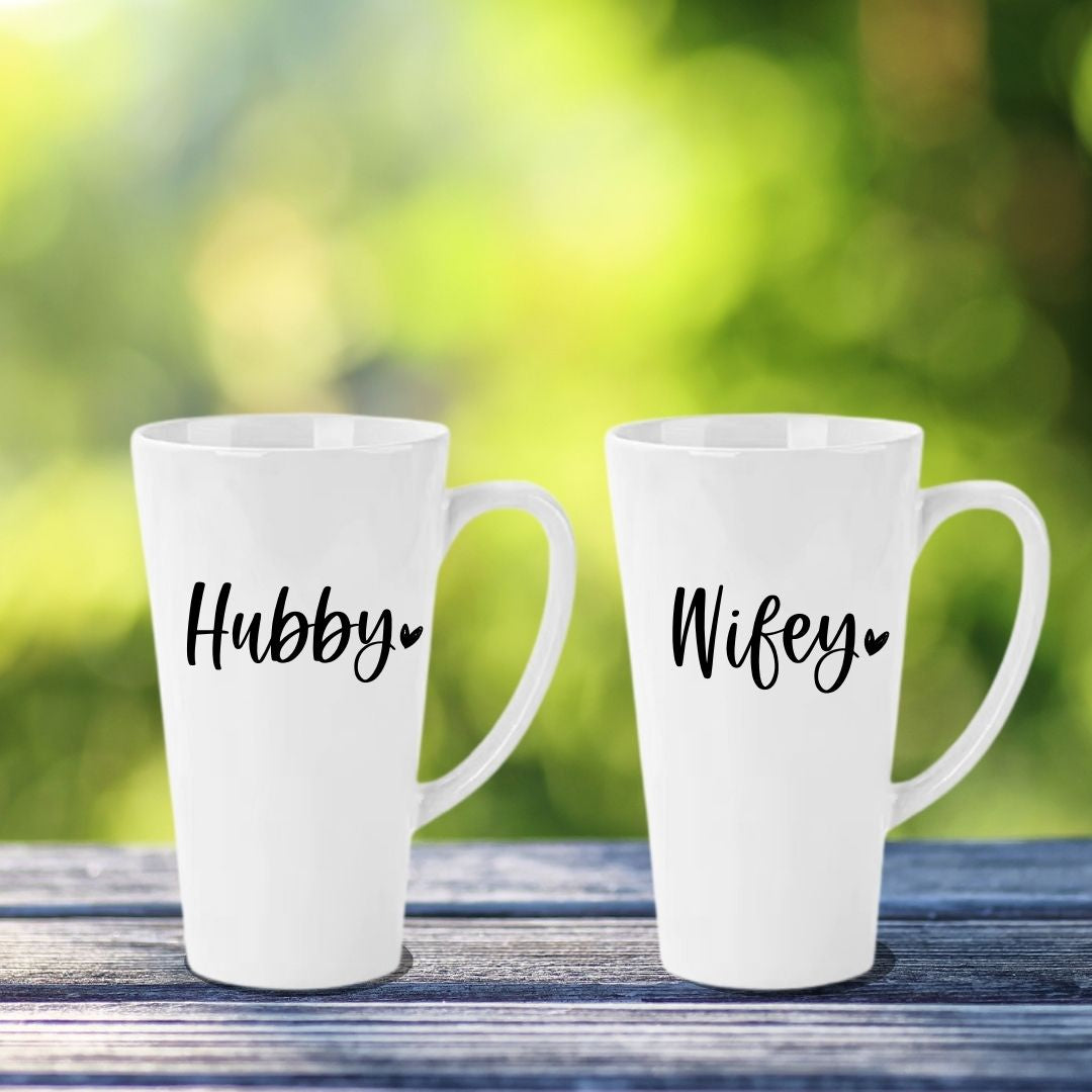 Matching Couple Mugs - Hubby and Wifey - Set of 2 - Gift Boxed 