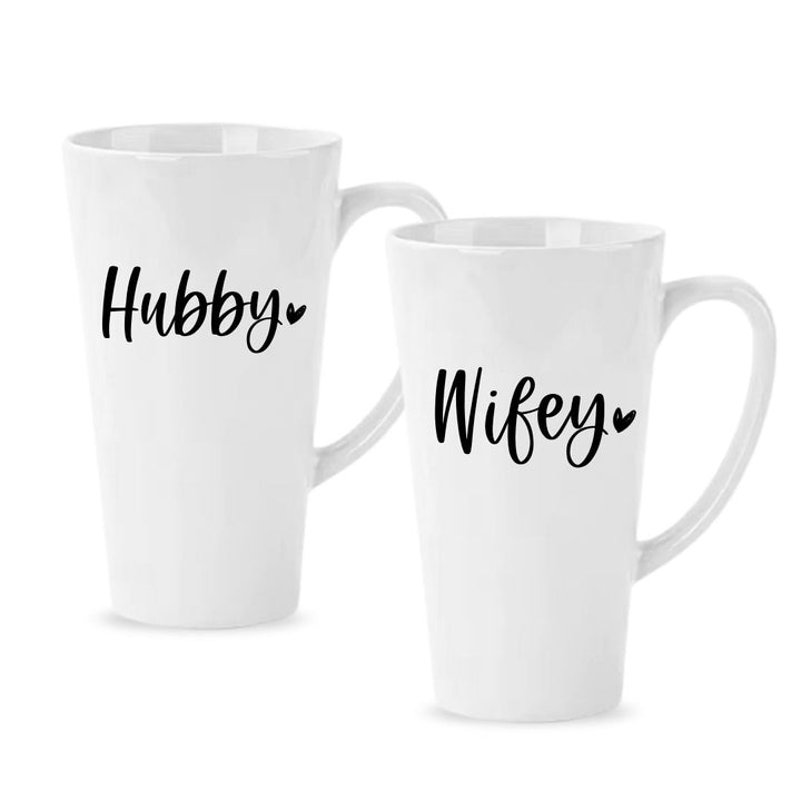 Matching Couple Mugs - Hubby and Wifey - Set of 2 - Gift Boxed 