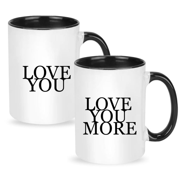 Matching Couple Mugs - Love You More - Set of 2 - Gift Boxed 