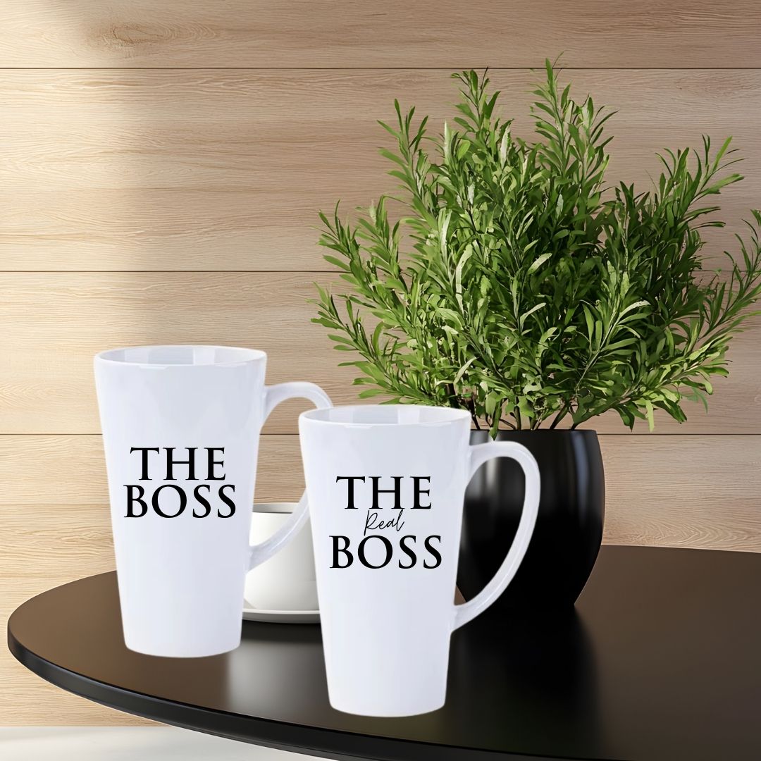 Matching Couple Mugs - The Boss and The Real Boss - Set of 2 - Gift Boxed 