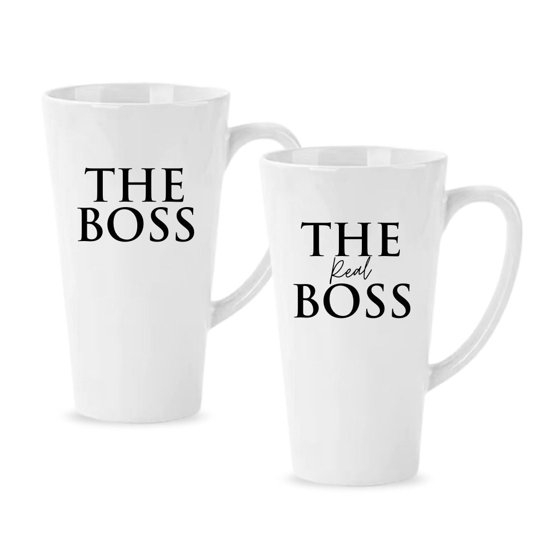Matching Couple Mugs - The Boss and The Real Boss - Set of 2 - Gift Boxed 
