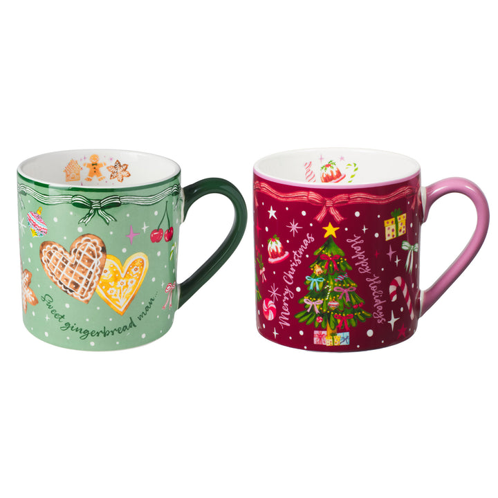 Maxwell and Williams - Falala Mug - Green and Burgundy - Set of 2 - 420ml