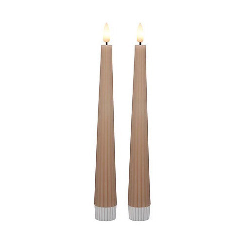 Maxwell and Williams – Let’s Get Lit – LED Taper Wax Candles – Taupe - Set of 2
