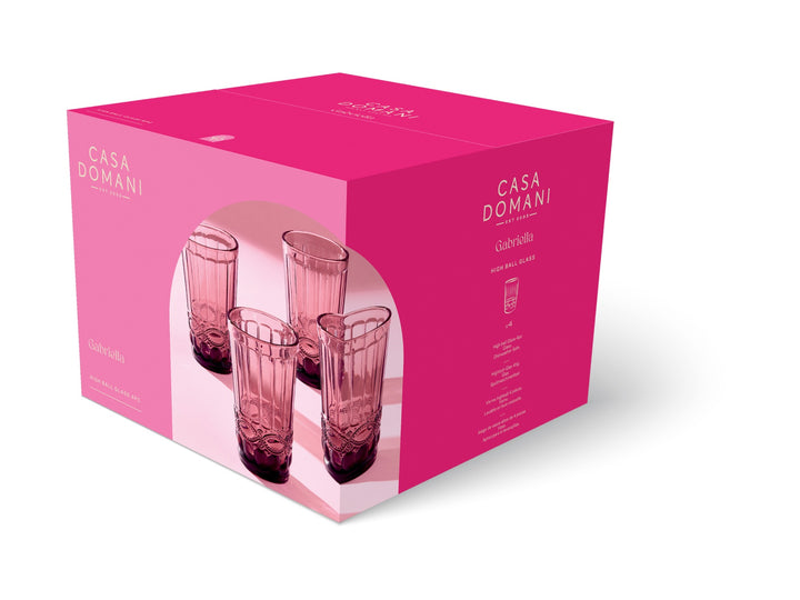 Maxwell and Williams - Casa Domani - Pink Highball Glass - Set of 4