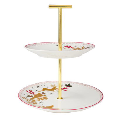 Maxwell and Williams - Classic Christmas 2 Tiered Cake Stand