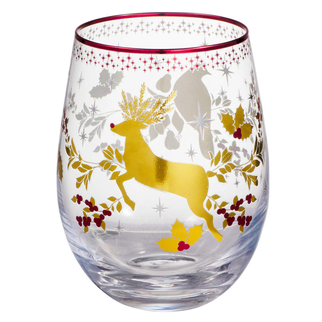 Maxwell and Williams - Classic Christmas Stemless Wine Glass - Set of 2 - 550ml