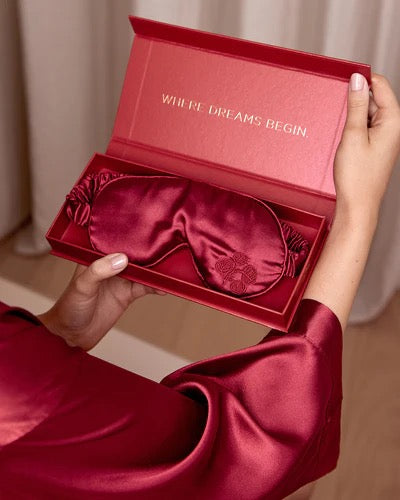 Luxury Satin Sleep Bundle - Robe and Eye Mask - Ruby