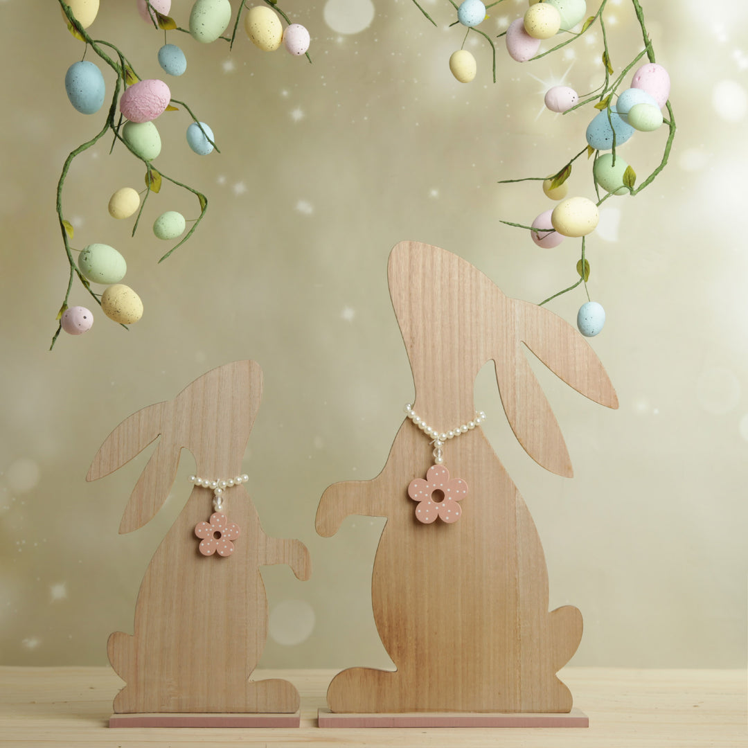 Natural Wooden Bunny Ornament Medium and Large