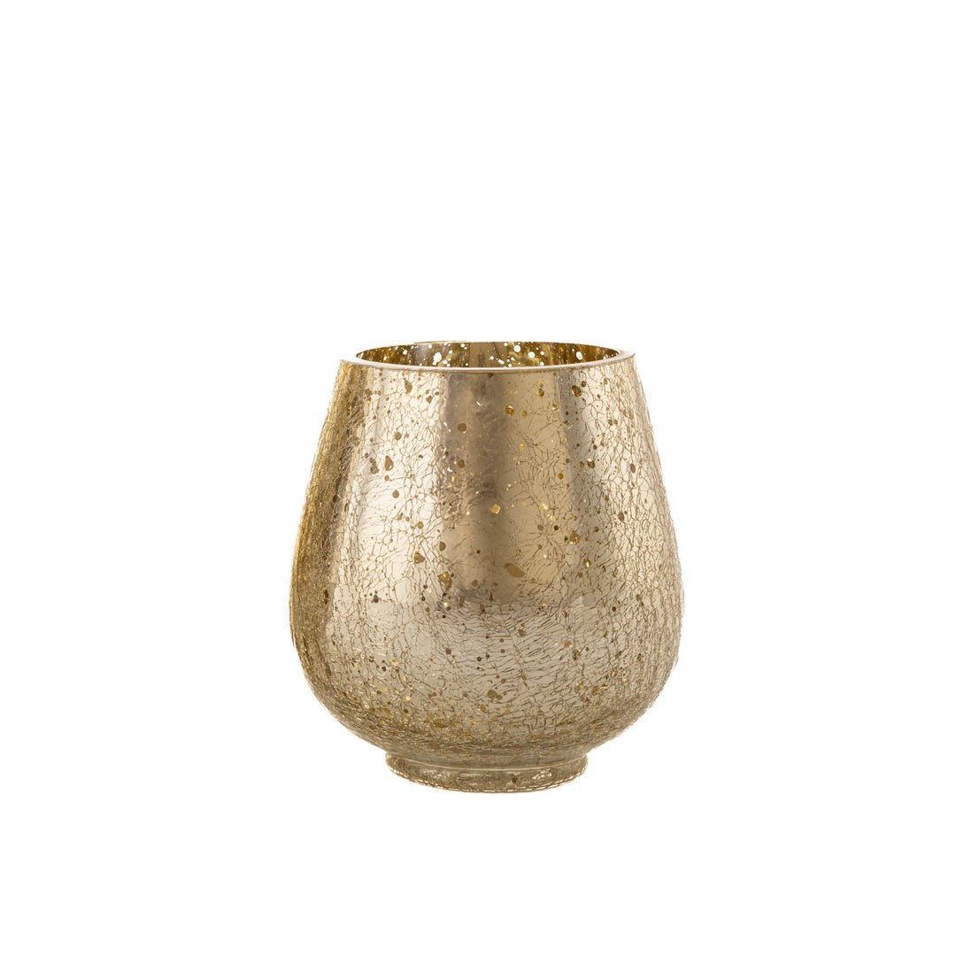 Gold Crackle Hurricane Candle Holder - Medium 15cm