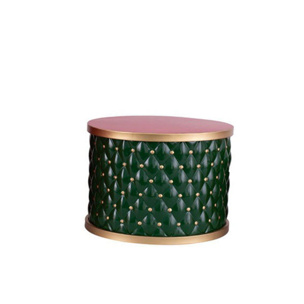 Medium Green and Gold Metal Christmas Drum Stand - 39cm (D)