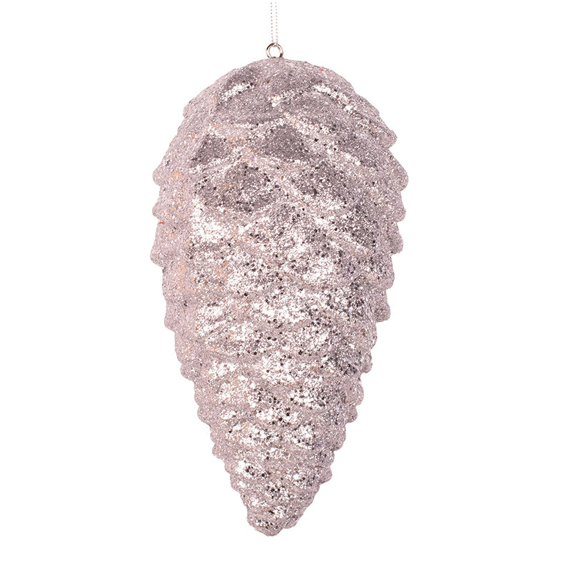 Medium Silver Glitter Hanging Pinecone