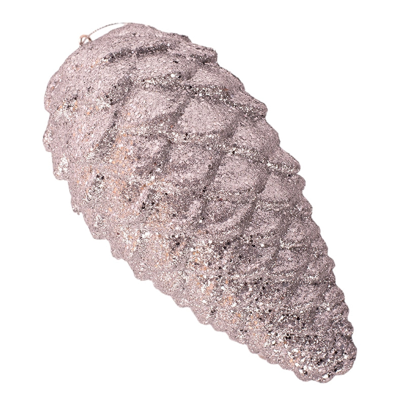 Medium Silver Glitter Hanging Pinecone