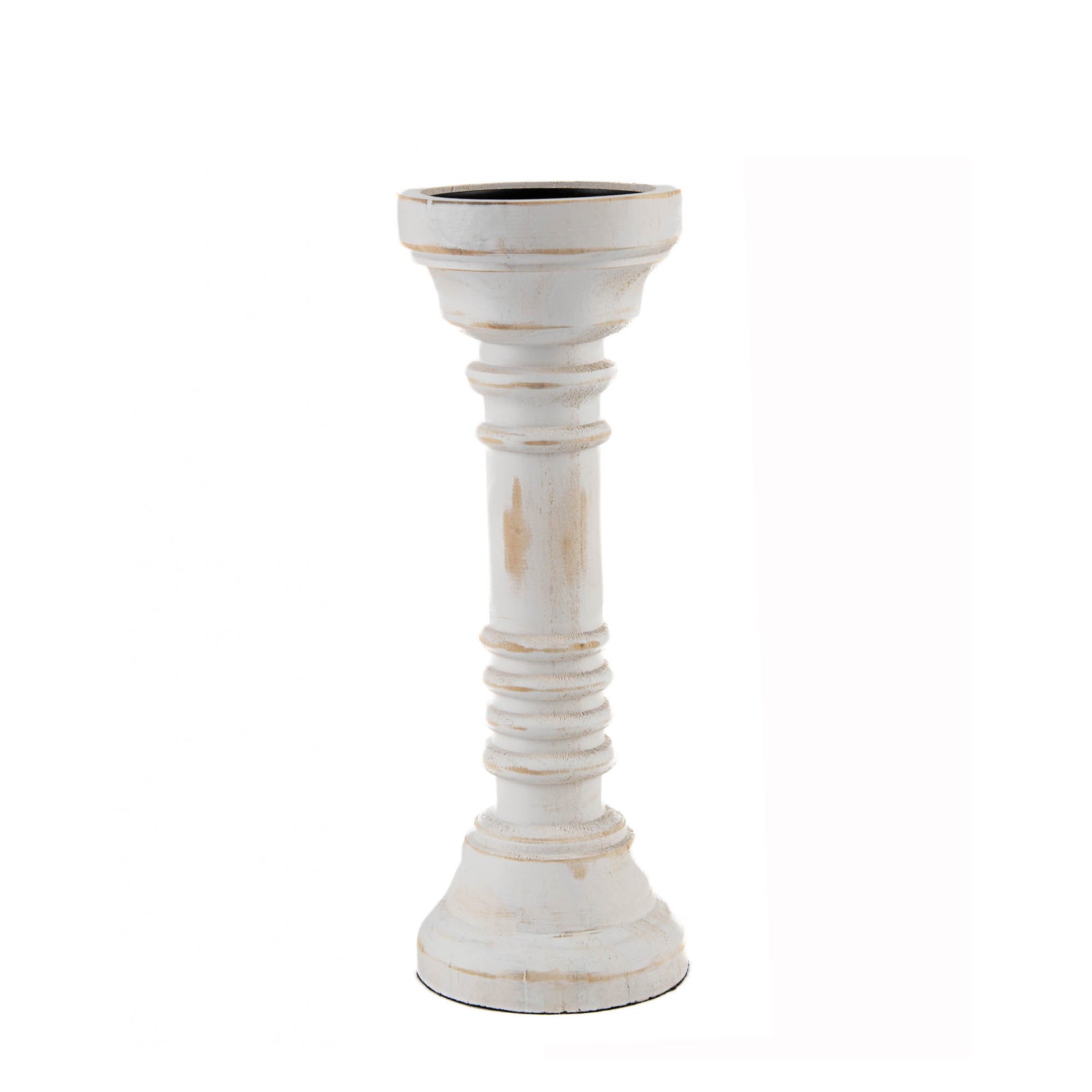 Medium White Timber Classic Candle Holder 27cm (h)