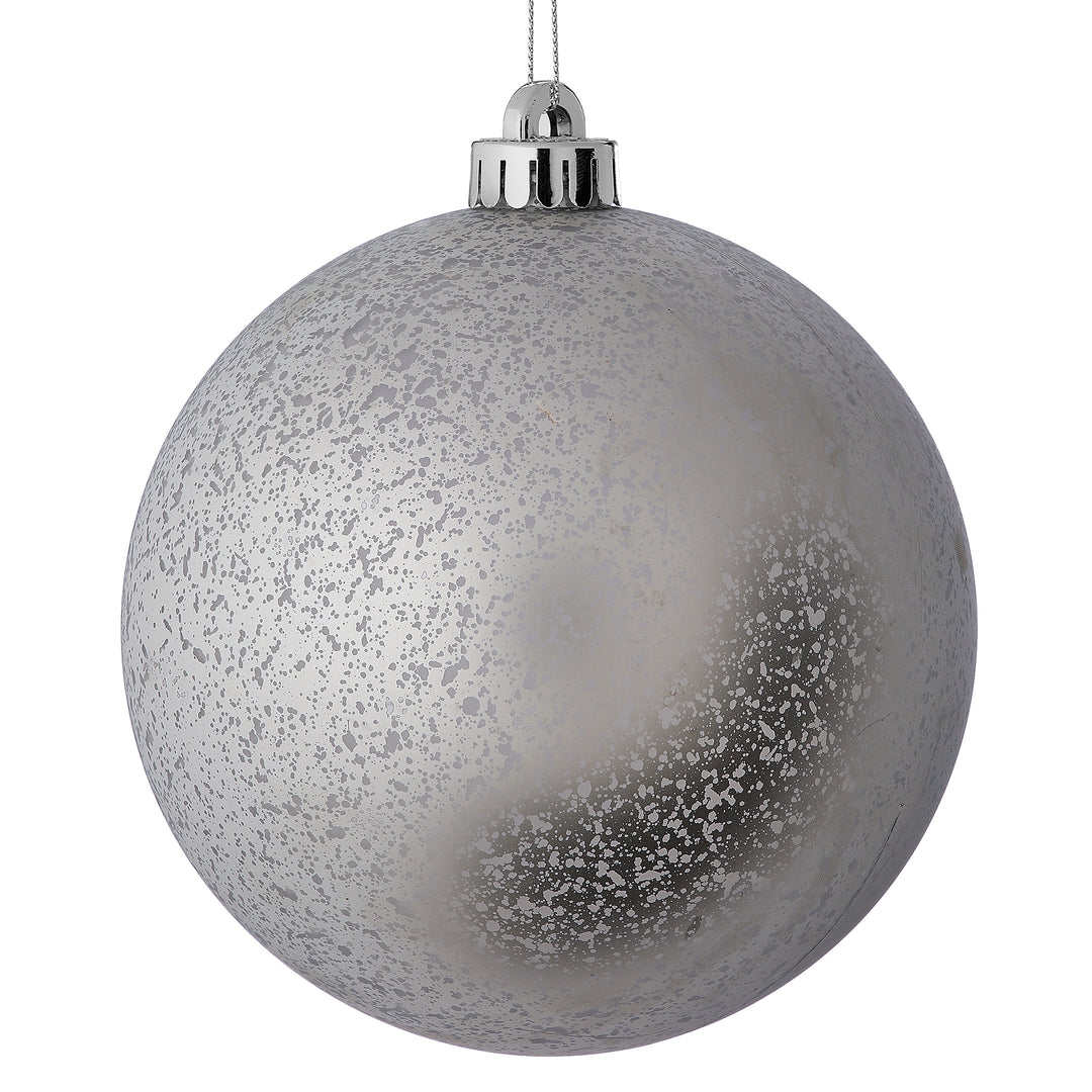 Silver Mercury Jumbo Shatterproof Christmas Bauble Decoration - Set of 2