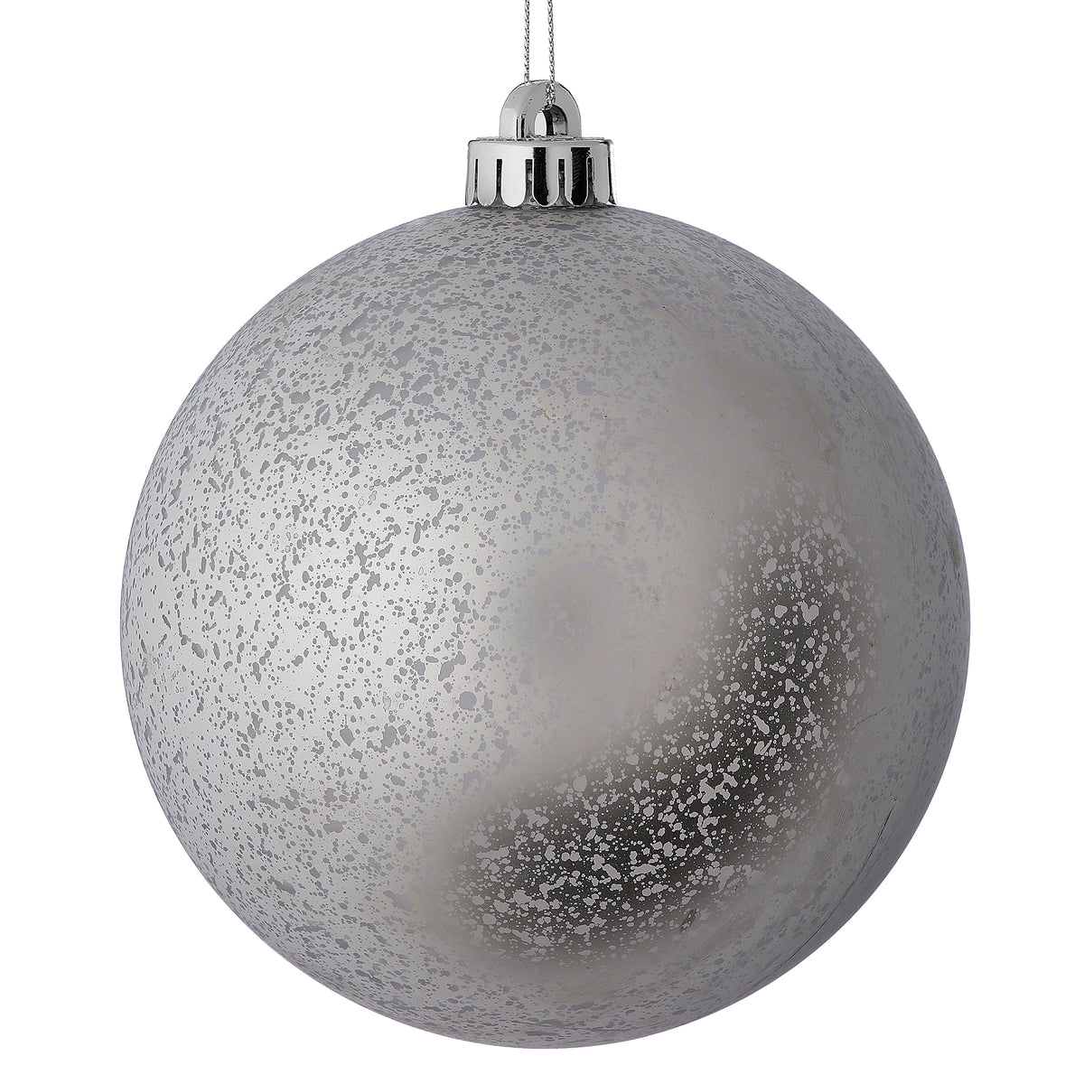 Silver Mercury Jumbo Shatterproof Christmas Bauble Decoration - Set of 2
