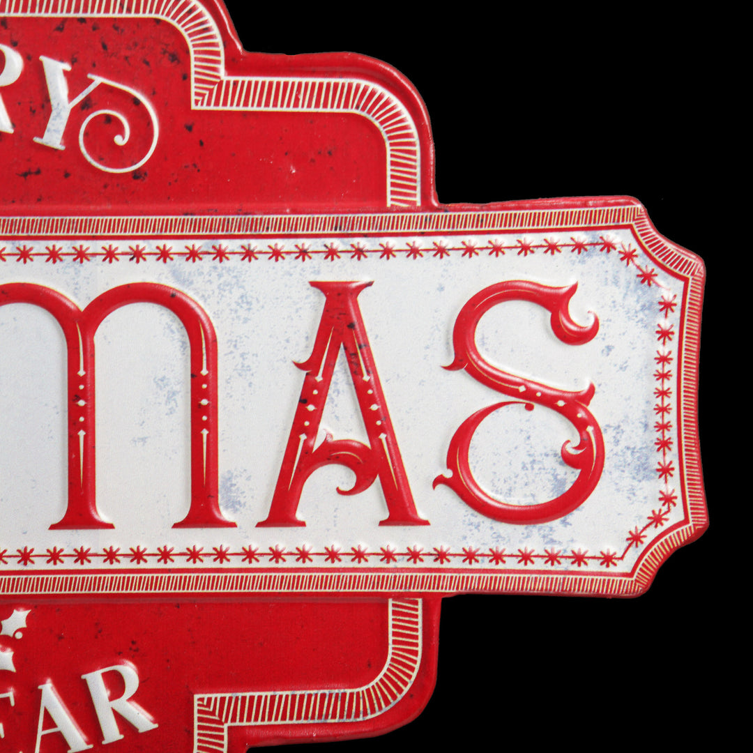Merry Christmas and Happy New Year Retro Metal Christmas Sign