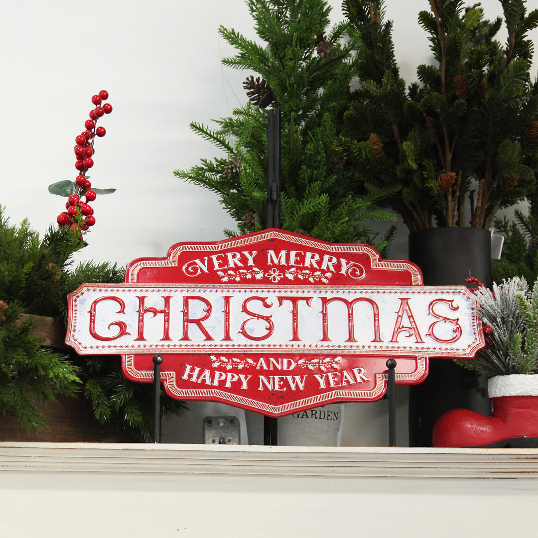 Merry Christmas and Happy New Year Retro Metal Christmas Sign