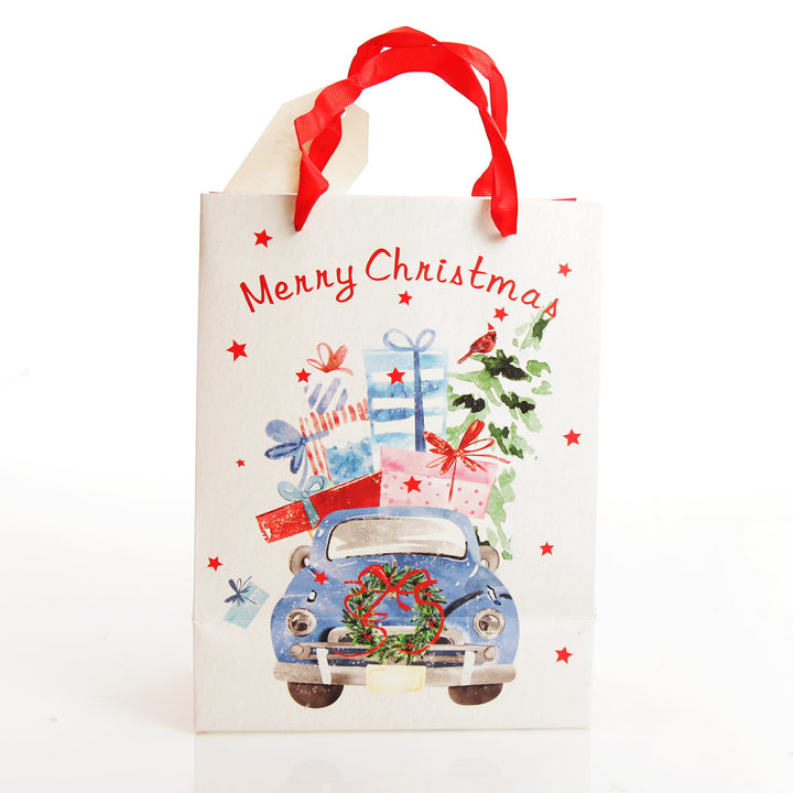 Merry Christmas Gift Bag - Blue Car with Presents