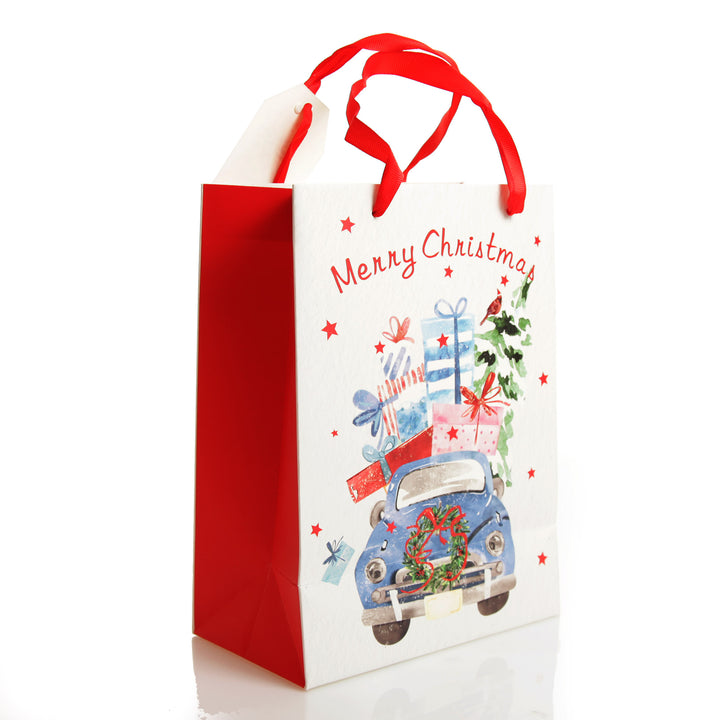 Merry Christmas Gift Bag - Blue Car with Presents