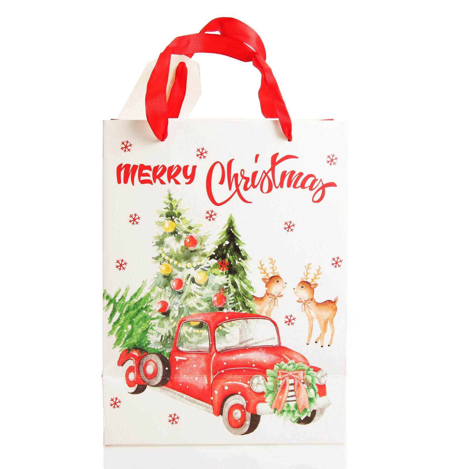Merry Christmas Gift Bag - Red Ute with Deer - Back