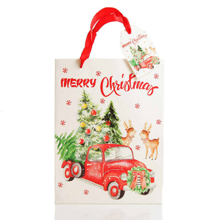 Merry Christmas Gift Bag - Red Ute with Deer