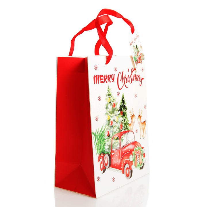 Merry Christmas Gift Bag - Red Ute with Deer Side