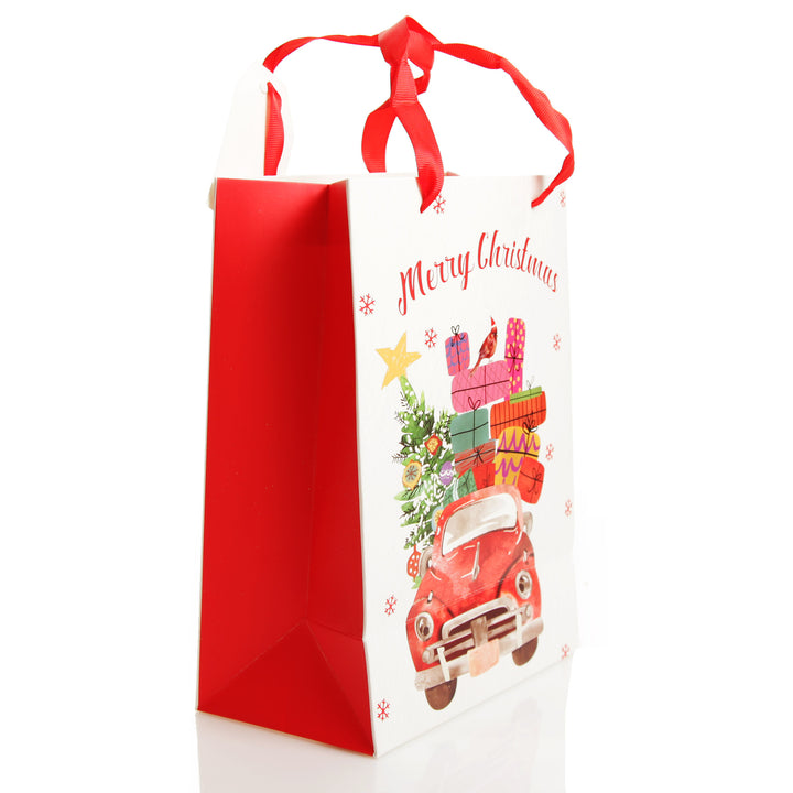Merry Christmas Gift Bag - Red Car with Presents