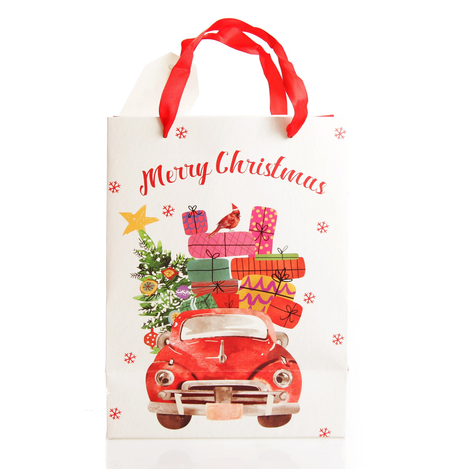 Merry Christmas Gift Bag - Red Car with Presents