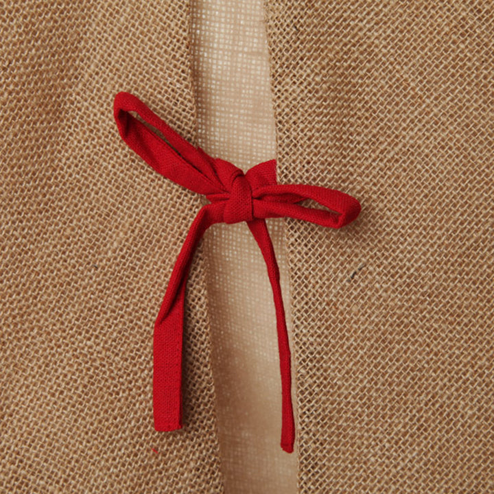 Burlap Merry Christmas Tree Skirt - Red Trim - Ribbon 