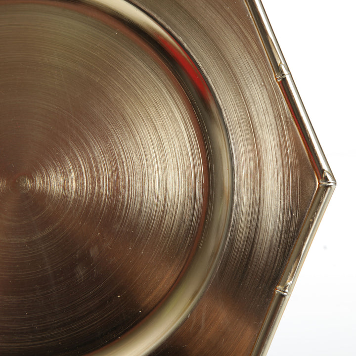 Metallic Gold Charger Plate with Bamboo Pattern Trim