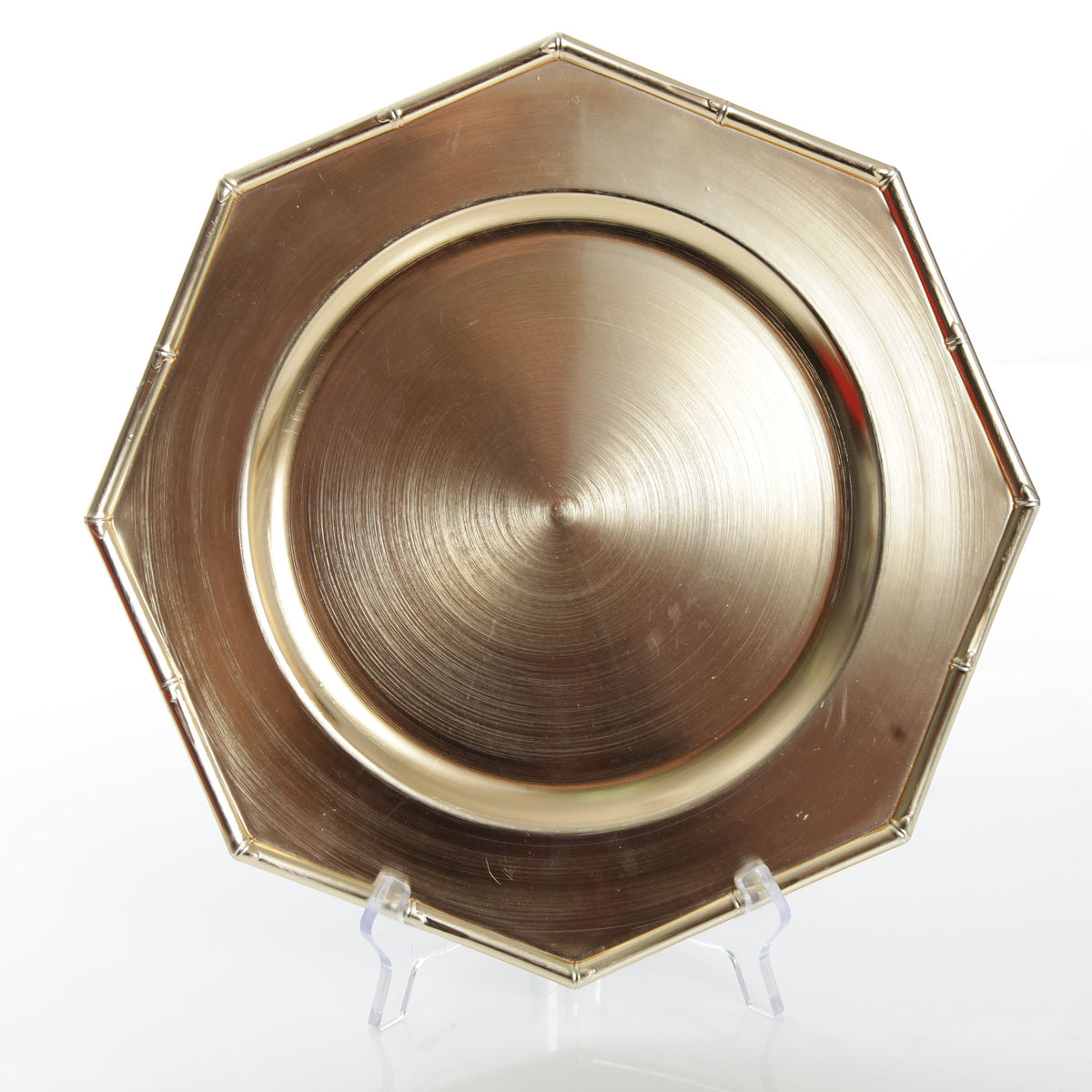 Metallic Gold Charger Plate with Bamboo Pattern Trim