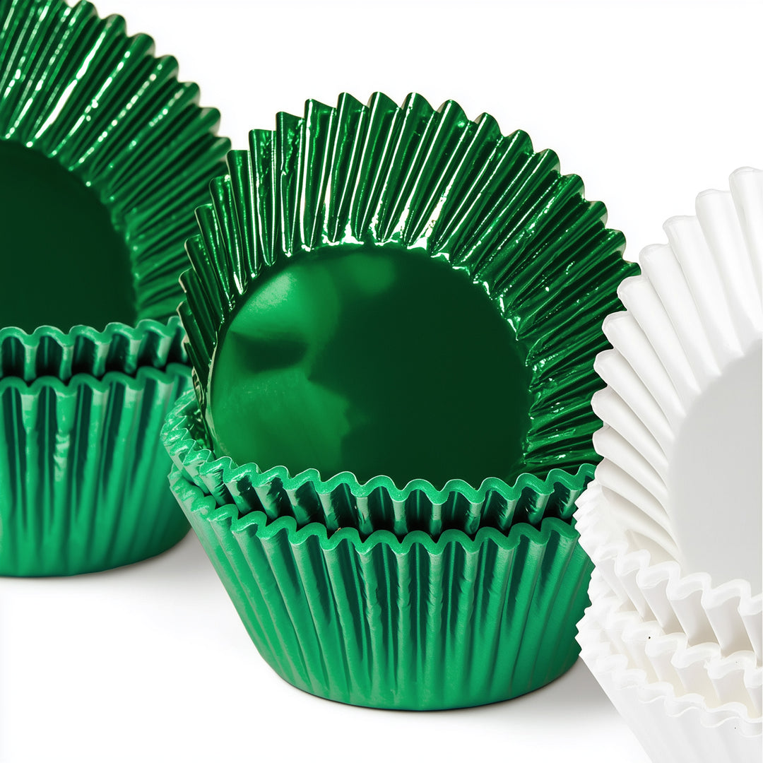 Metallic Green Foil Baking Cups - 50 Pcs