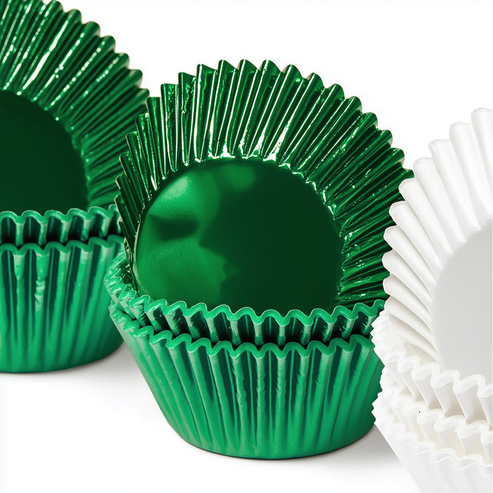 Metallic Green Foil Baking Cups - 50 Pcs