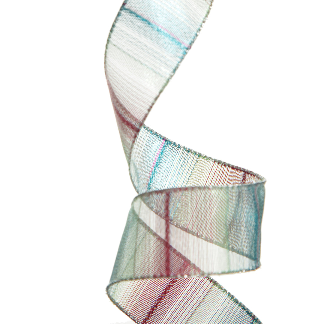 Metallic Pink Blue Green Wired Ribbon - 3.8cm