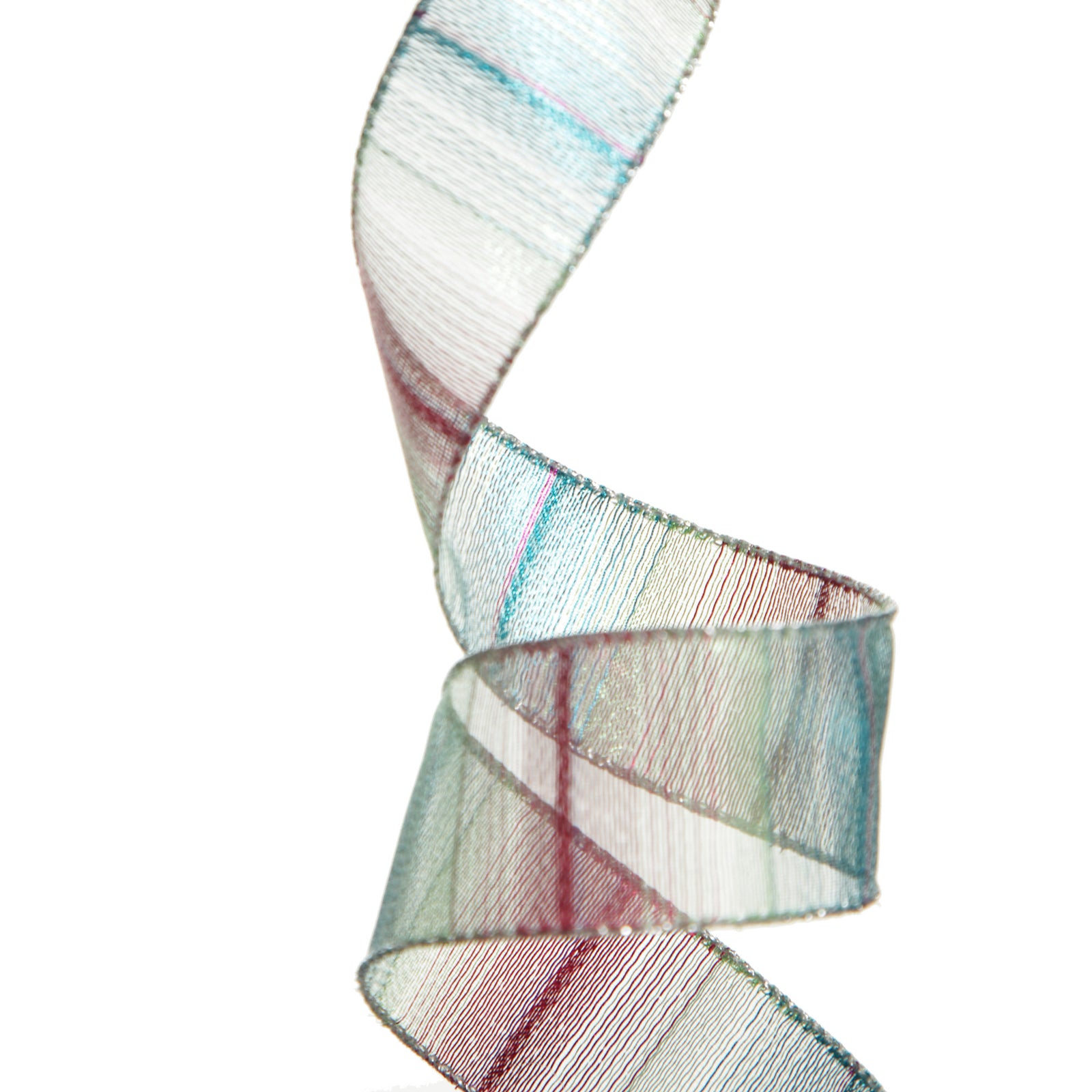 Metallic Pink Blue Green Wired Ribbon - 3.8cm