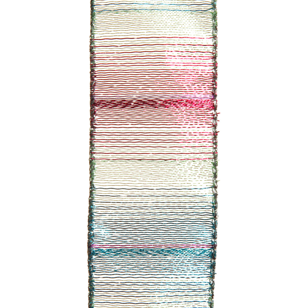 Metallic Pink Blue Green Wired Ribbon - 3.8cm