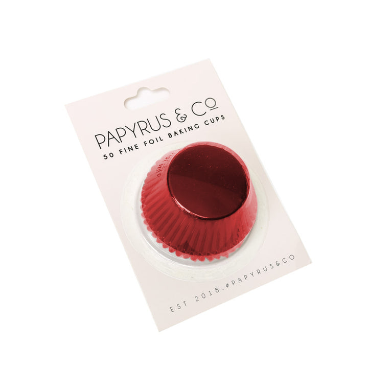 Metallic Red Foil Baking Cups - 50 Pcs