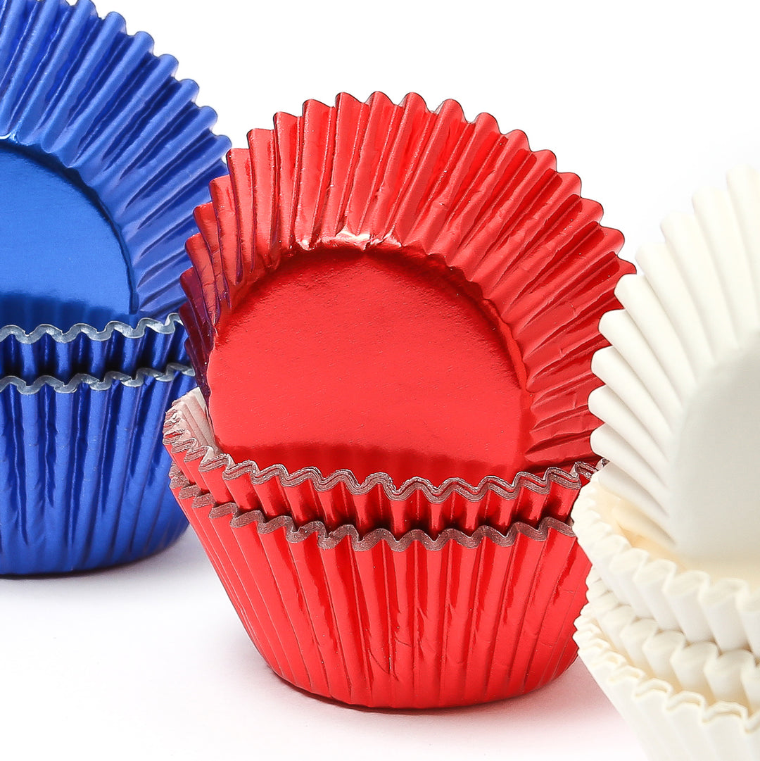 Metallic Red Foil Baking Cups - 50 Pcs
