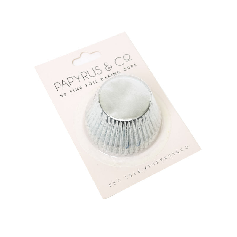 Metallic Silver Foil Baking Cups - 50 Pcs