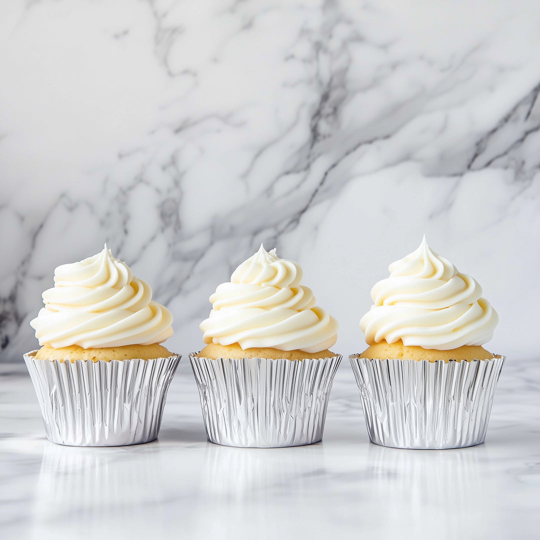 Metallic Silver Foil Baking Cups - 50 Pcs