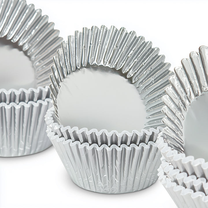 Metallic Silver Foil Baking Cups - 50 Pcs