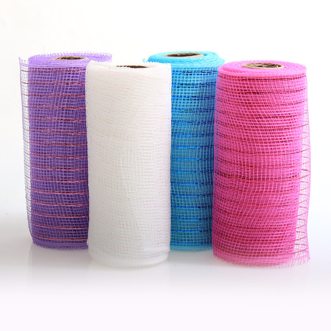 Sky Blue Metallic Thread Decomesh Roll