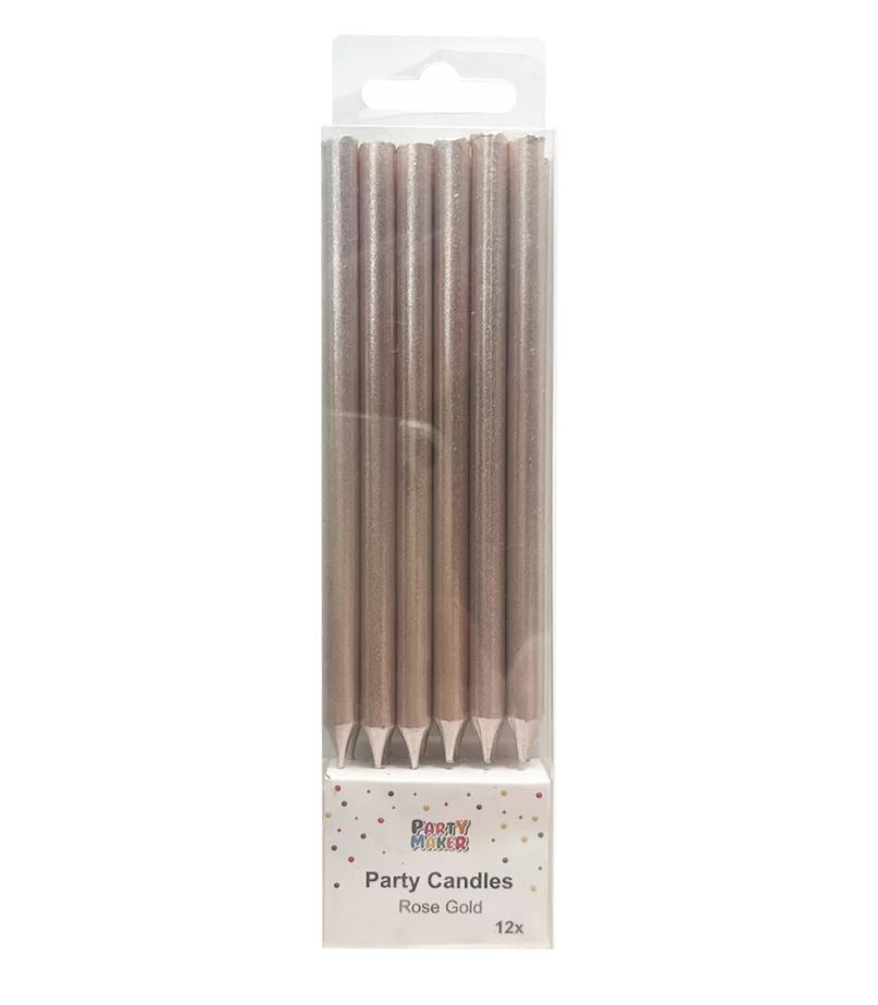 Metallic Rose Gold Candle with Holder - 12 pack