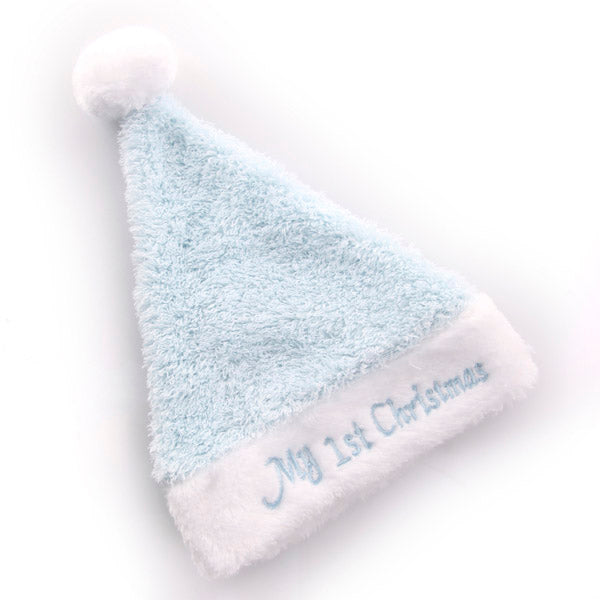 My First Christmas Blue Baby Stocking and Santa Hat