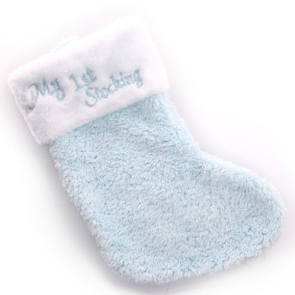 My First Christmas Blue Baby Stocking and Santa Hat