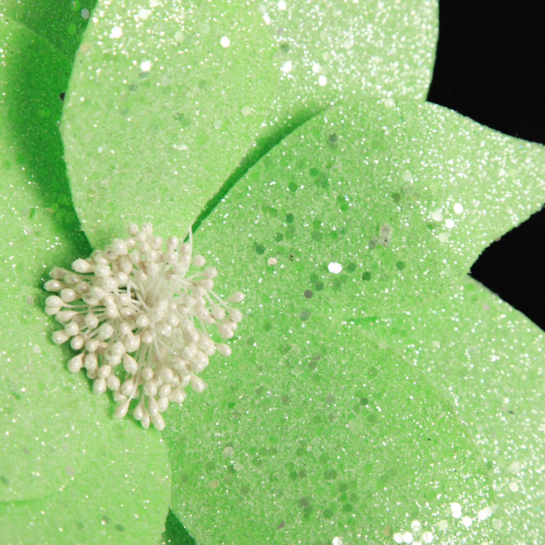 Mint Green Flower with Silver Glitter