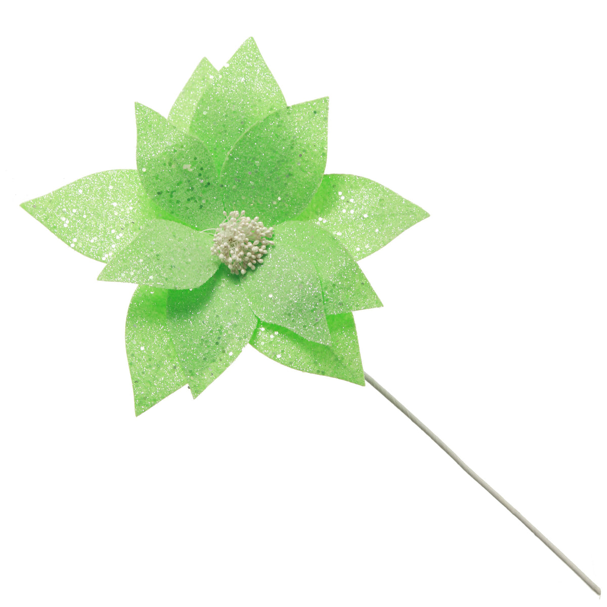 Mint Green Flower with Silver Glitter