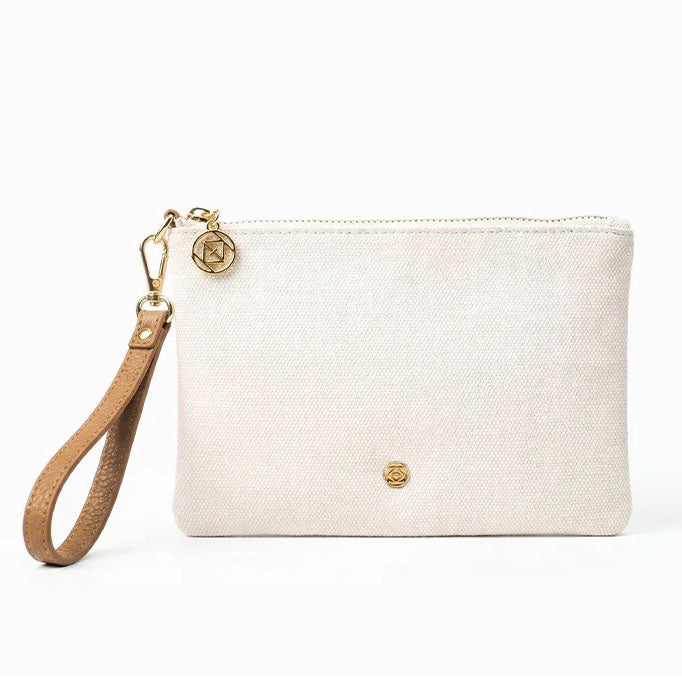 Mia Clutch White and Tan
