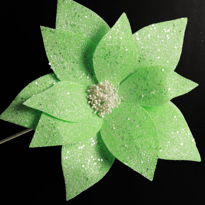 Mint Green Flower with Silver Glitter Sprinkles