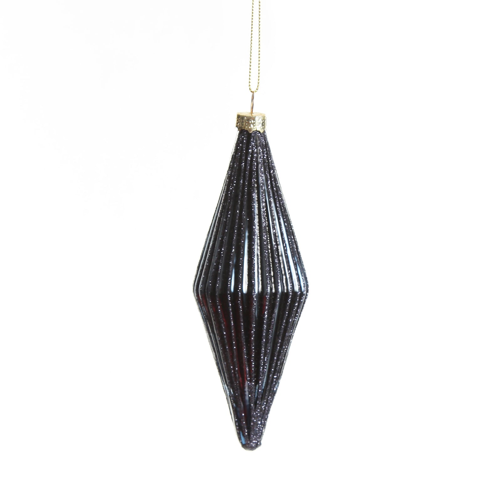 Midnight Blue Ribbed Teardrop Christmas Bauble
